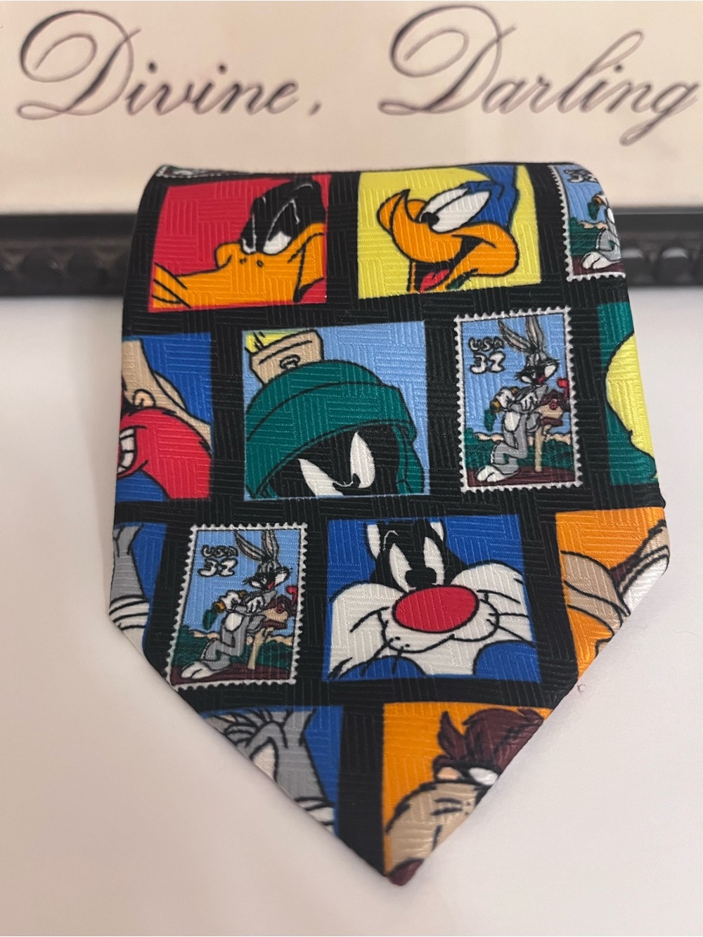 Vintage 1997 Warner Bros. x USPS Tie - Multicolor Looney Tunes Stamp Collection